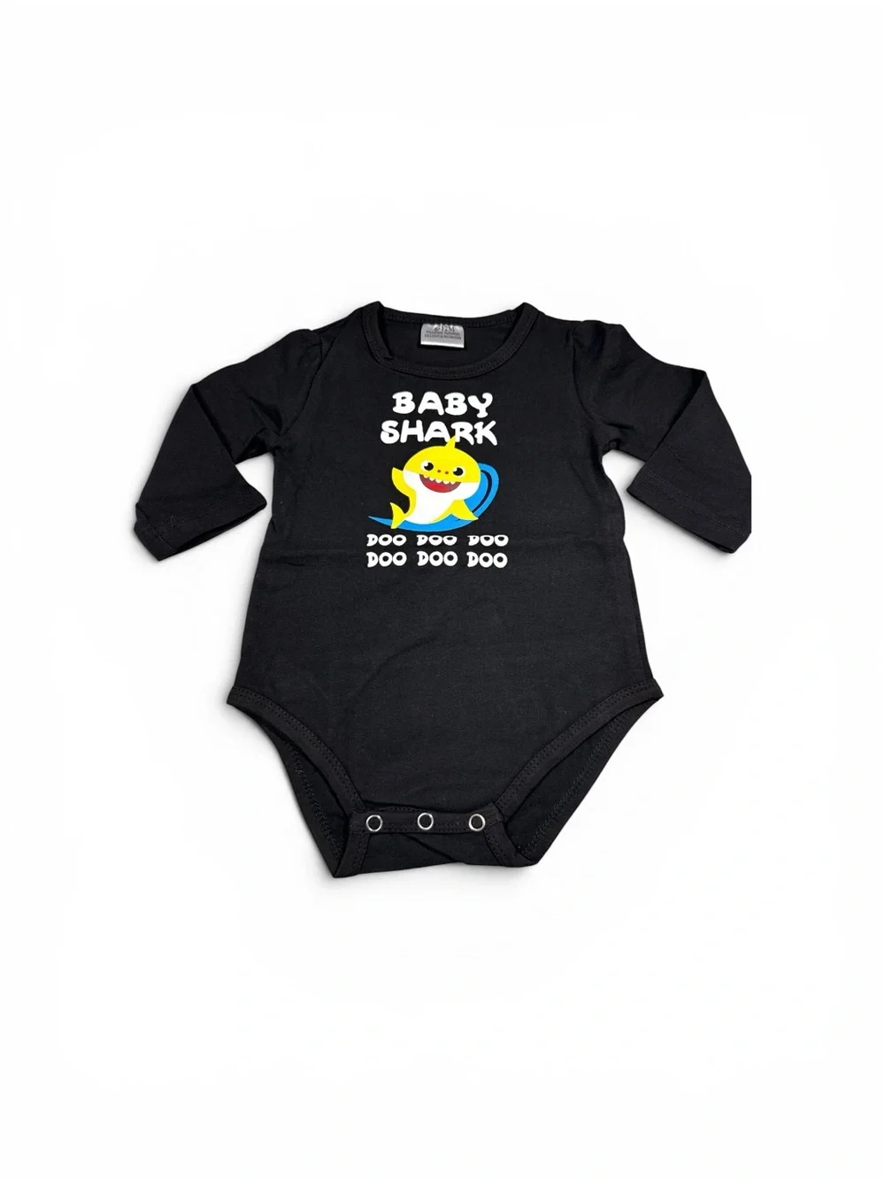 Black Baby Shark Graphic Long-Sleeve One-Piece size 6-12 months